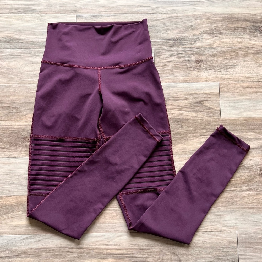 DYI Full Length High Rise Leggings Striped Purple Tights Waisted Size S Small